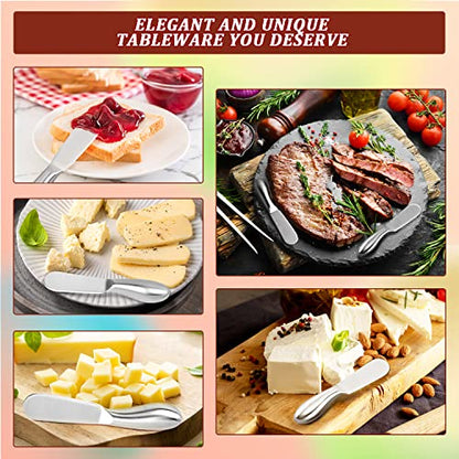 Butter Knives 4 Pieces Stainless Steel Cheese Butter Spreader Knife Set for Cold Butter, Cream Cheese, Jam, Pastry, Charcuterie, Multipurpose Kitchen Gadgets - color: Silver04