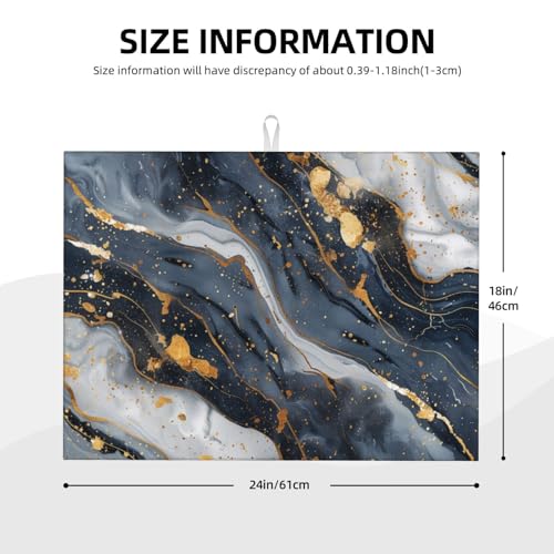 Black Marble Dish Drying Mat For Kitchen Counter, Super Absorbent Microfiber Dish Drying Pad, Kitchen Gadgets For Easy Clean Multi-Use Large 18"x24" - color: Black Marble