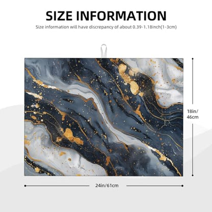 Black Marble Dish Drying Mat For Kitchen Counter, Super Absorbent Microfiber Dish Drying Pad, Kitchen Gadgets For Easy Clean Multi-Use Large 18"x24" - color: Black Marble