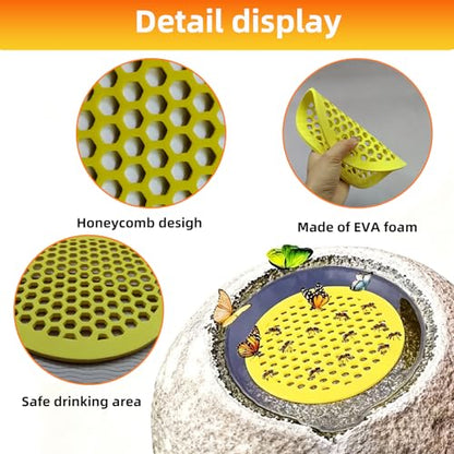 4 Pack Floating Bee Watering Station for Garden - 5mm Pollinator Waterer & Butterfly Feeder - Safe Bee Bath Island for Outdoor Yard Decor