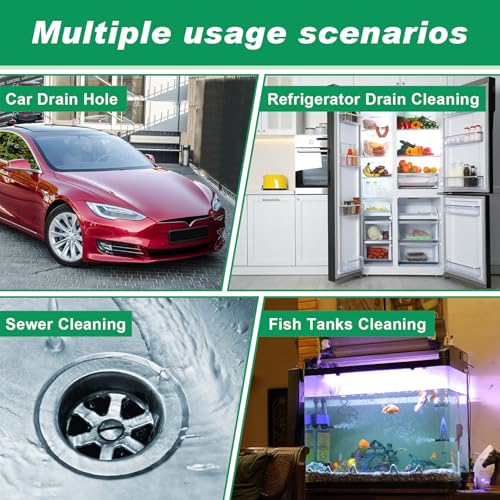 Auto Sunroof Drain Cleaning Tool,197Inch Long Pipe Cleaner for Car,Flexible Tube Cleaning Brush with 2Pcs 7.9inch Cleaning Brush Skinny Pipe Drain Dredge Cleaning Tool for Car Sunroof Wiper Drain Hole - size: 500cm