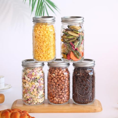 eleganttime Wide Mouth Mason Jars 32 oz with Lids and Bands Set of 12 Jars,Quart Large Glass Mason Jars with Airtight Lids,Great for Canning,Fermentation and Preservation