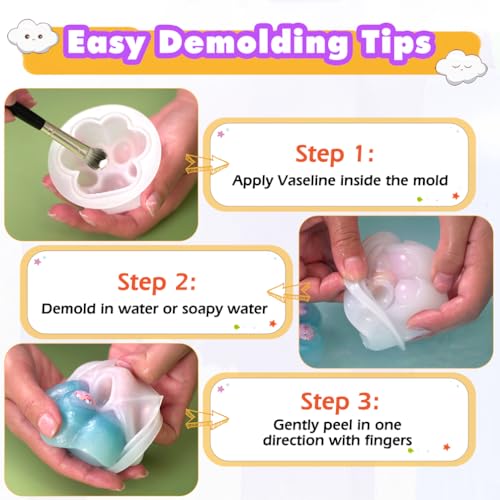 FUNSHOWCASE Taba Squishy Kit Set Liquid Gel+3" Paw Silicone Mold+Flocking - color: Cat Paw