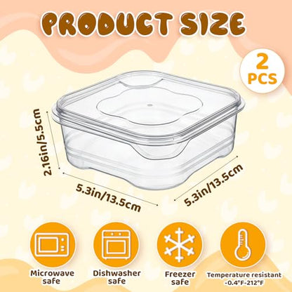 Cheese Container for Refrigerator 2 Pcs Reusable Sliced Cheese Container Clear Plastic Cheese-Slice Holder for Fridge, Fruits, Vegetables
