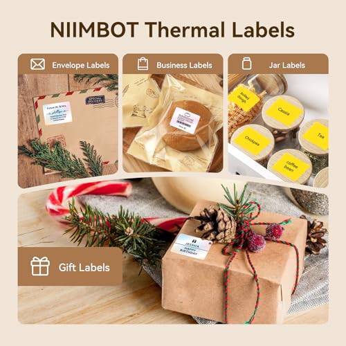 NIIMBOT Thermal Label Tape 3 Rolls, Compatible with B1/B2/B21/B31 Label Maker, Multi-Color Pack, 1.57'' x 1.18'' (40x30mm) for Baking, Cosmetics, Jars, Gifts, Logo & File Labels - color: 40mm×30mm-colorful