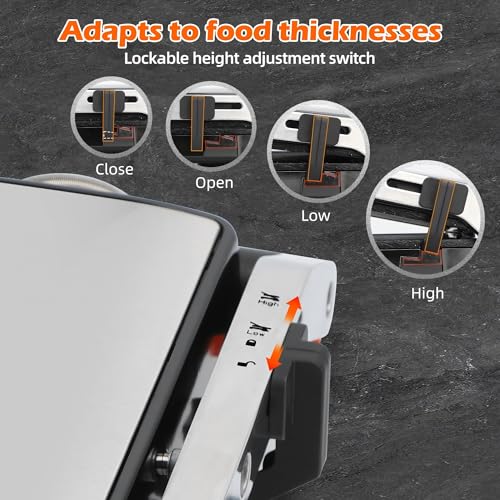 KEINVE 1700Watt Panini Press, Sandwich Maker with Temp & Time Setting, 4 Slice Large Non-Stick Versatile Grill Press, Opens 180 Degrees to Fit Steak, Fish, Vegetable and More - size: 4 Slice(Temp & Time Control)