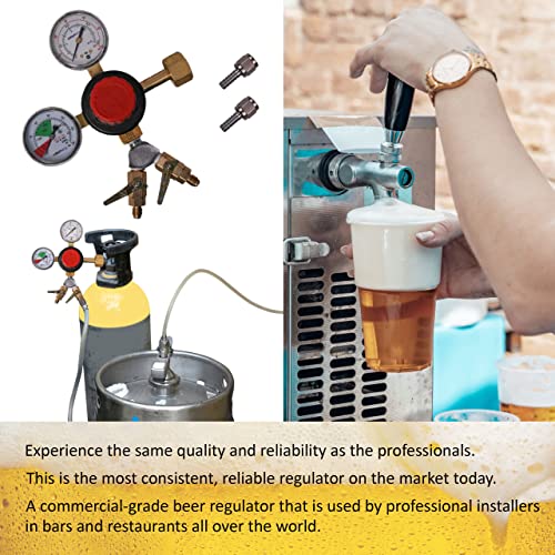 Taprite WYE'd Dual Check Valves Beer Regulator - Draft Beer and Homebrew Keg Co2 Cylinder Tank Pressure Regulator and Gauge