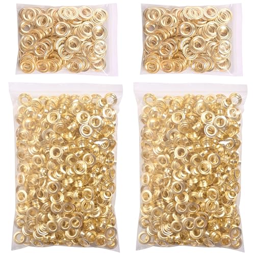 KING PIECES 2000pcs Gold Grommets 1/2 Inch (12mm) Washers and Grommets Kit for Grommet Tool, Banner & Posters Metal Grommets Eyelets for Fabric Clothes Leather Belt Punching - color: Gold, size: 2000pcs 1/2 Inch