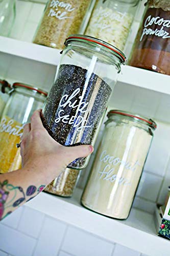 Weck Jar 974 Glass Jars 1.5L with Large Storage Capacity Preserving Jars with Airtight Lids Suitable for Pickling - 1 Jar with Glass Lid & Wooden Lid 54 fl. oz