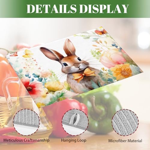 Large Dish Drying Mats For Kitchen Counter Microfiber Kitchen Drying Mat XL Draining Pad Absorbent Quick Drying Dish Mat 18x24 Inch - Rabbit Flowers - color: Rabbit Flowers