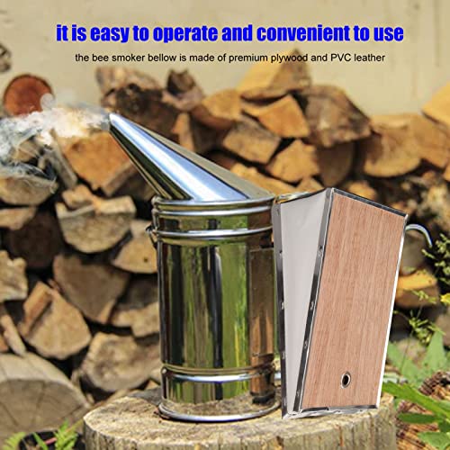 Bee Smoker Bellow, PVC Leather Plywood Box Replacement Part with Clip for Beehive 19x12cm Beekeeping Equipment