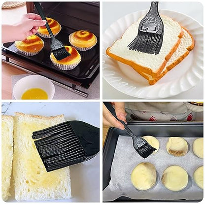4 Pack Pastry Brush-Basting Brush Pastry Brushes for Baking, Silicone Basting Brush, Basting Oil Brush with Boar Bristles and Beech Hardwood Handles for Kitchen, Grilling and Spreading Oil, BBQ Sauce