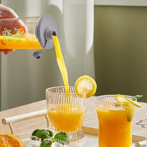 Wide Mouth Mason Jar Pour Spout Lid - Leak-Proof, Dishwasher Safe,Silicone,Reusable Cover for Oils, Juices, Milk and Dry Goods - color: Light Gray-3Pack