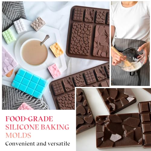 2 Pieces Silicone Break Apart Chocolate Moulds,Silicone Square Mold,Non-Stick Candy Chocolate Bar Mold,Reusable Candy Protein Silicone Chocolate Mold （A） - color: 2P