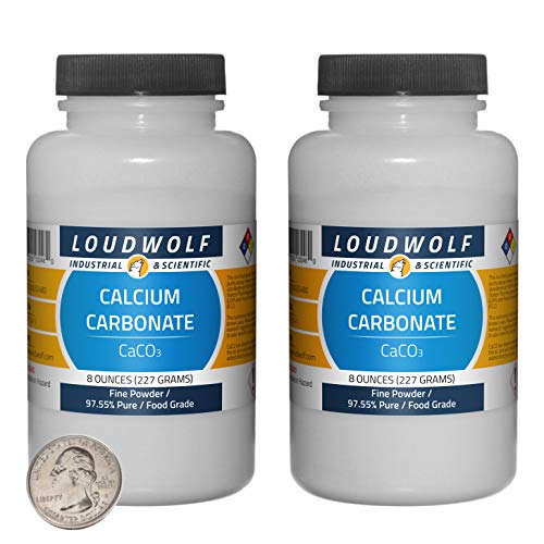 Calcium Carbonate / 1 Pound / 2 Bottles / 97+% Pure Food Grade/Fine Powder - size: 16 Ounces in 2 Bottles
