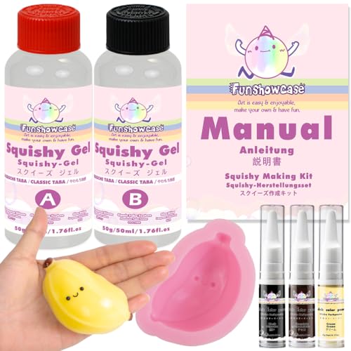 FUNSHOWCASE Fruit Squishy Craft Set Liquid Silicone Banana Silicone Mould Colour Paste - color: Banana