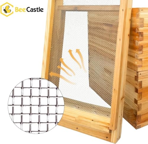 BeeCastle 2 Pcs Beehive Screened Bottom Board Dipped in 100% Beeswax,Screened Bottom Board with Solid Wood (10-Frame) - size: 2PCS-10 Frame