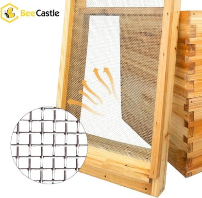 BeeCastle 2 Pcs Beehive Screened Bottom Board Dipped in 100% Beeswax,Screened Bottom Board with Solid Wood (10-Frame) - size: 2PCS-10 Frame