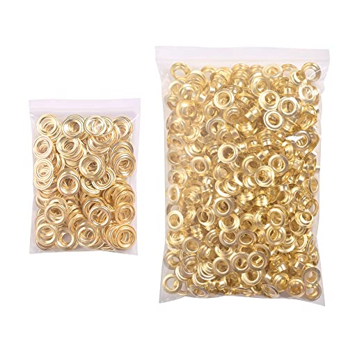 KING PIECES 1000pcs Gold Grommets 1/2 Inch (12mm) Washers and Grommets Kit for Grommet Tool, Banner & Posters Metal Grommets Eyelets for Fabric Clothes Leather Belt Punching - color: Gold, size: 1000pcs 1/2 Inch