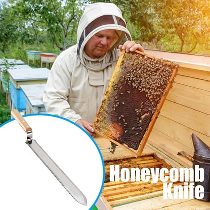 Uncapping Beekeeping Cutter – Stainless Steel Serrated Blade, Honey Bee Cutter, Hive Hand Tool | Beekeeper Equipment for Easy Honey Extraction, Durable Uncapping Tool for Frames, Wax Removal - color: Double sided