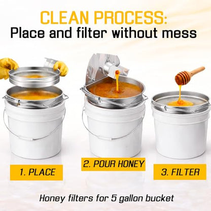 SunVara Parent Honey Strainer Filter Honey Filter 2 Piece Honey Double Strainer Honey Extractor Equipment (Strainer Filter) - style: Strainer Filter