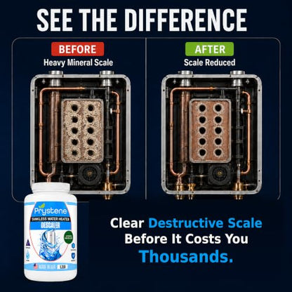 Tankless Water Heater Descaler - Professional Powder Cleaner (1.2 lbs) - Removes Limescale & Restores Efficiency - Compatible with Rinnai, Rheem, Navien, Noritz - Food Grade, Made in USA
