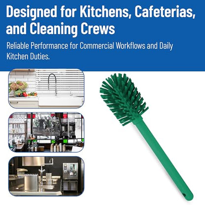 SPARTA 12 Inch Bottle Brush with Polyester Bristles and Plastic Handle, Color Coded, Large Round Head Cleaner for Bottles Jars and Food Service Equipment, Green - color: Gray