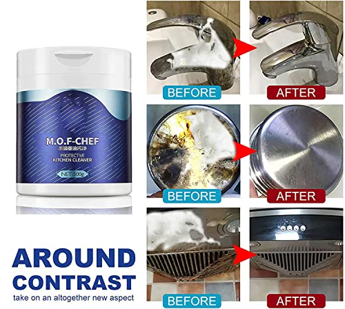 Mof Chef Cleaner Powder,500g Oil Pollution Cleaning Powder,Foaming Heavy Oil Stain Cleaner,All Purpose Stain Remover Cleaner,Powerful Stain Removing Cleaner Powder,Stubborn Grease & Grime Remover