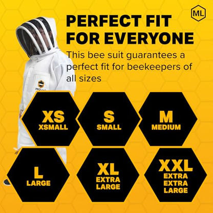 Mann Lake Provent Beekeeping Suit, Professional Grade Protective Bee Gear with Reinforced Knees, Heavy-Duty Elastic Openings, Covered Zippers, Hand Loops, and Velcro Pockets for Tools, Large - size: Large