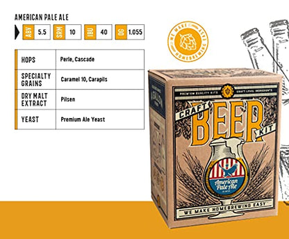 Craft A Brew - American Pale Ale - Beer Making Kit - Make Your Own Craft Beer - Complete Equipment and Supplies - Starter Home Brewing Kit - 1 Gallon