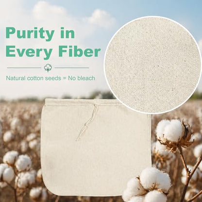 Reusable Nut Milk Bag 14x14in 2 Pack Natural Unbleached Cotton Strainer Bag | Large Cheesecloth Bag for Homemade Nut Milk, Cold Brew, Tea & Fruit Juice - color: 2 Pack