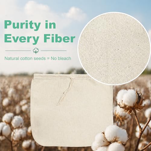 Reusable Nut Milk Bag 14x14in 3 Pack Natural Unbleached Cotton Strainer Bag | Large Cheesecloth Bag for Homemade Nut Milk, Cold Brew, Tea & Fruit Juice - color: 3 Pack