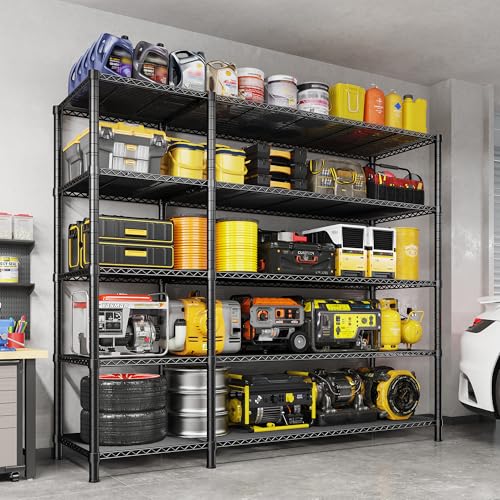 Romorgniz 70.8" H Storage Shelves, 5-Tier Metal Shelving 1200 High-Load Heavy Duty Wire Shelving, Adjustable Metal Shelves-L Shaped Wire Shelving Units for Kitchen Garage Pantry, 52.36" W x13.78 D - size: 13.78"D x 52.36"W x 70.8"H