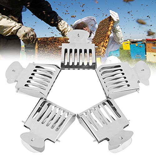Queen Bee Catcher Clip | 5Pcs Stainless Steel Containment Cage for Beekeeping | Book - Clip Design for Safe Transfer/Observation/Capture | 5 x 7cm Escape Guard