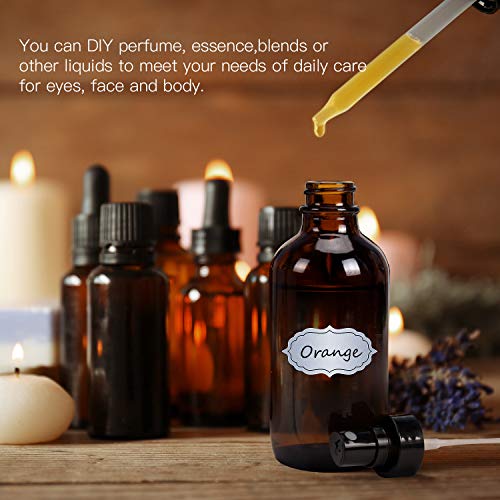 ULG Fine Mist Sprayers 4 oz Amber Boston Bound Glass Bottles 8 Pieces Empty Spray Atomizer Aromatherapy Cosmetic Sprays Including Waterproof DIY Labels - color: Amber-2