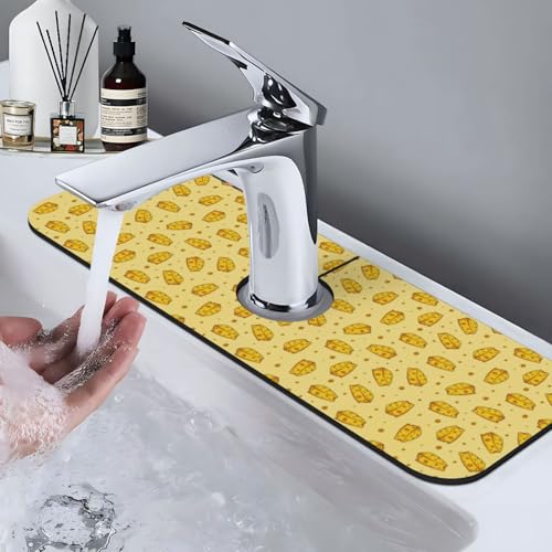 Cheese Faucet Mat For Kitchen Sink, Absorbent Countertop Protector, Quick Dry Sink Splash Guard Pad, Waterproof Draining Mat 15" X 5.5" - color: Style 2