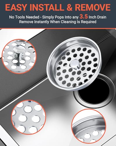 3-1/2 Inch Commercial Sink Strainer - 304 Stainless Steel Clog-Free Drain Cover, Precision Fit for 3.5" Drains & 3 Compartment Sinks, Heavy-Duty for High-Volume Kitchens - color: 1 Pack