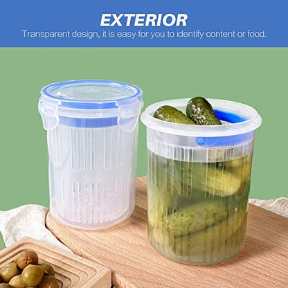 Pickle Jar 24oz 2Pack Pickle container with strainer Pickle Holder Keeper Lifter, pickle storage container suitable for pickling small jars of kimchi, Flip Jar with Leak Proof and Lock It Lid - color: 2PACK