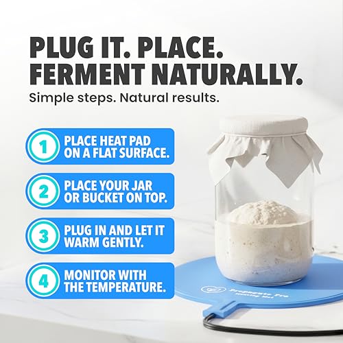 Brewing & Fermentation Heat Pad with Heating Thermostat - 12" Sourdough Starter Warmer Mat, Beer & Wine Fermenting - Heating Mat for Kombucha Jar, Carboy, Glass Jar, Fermentors with Heater Temp Strip - size: 12" Heat Mat + Heating Thermostat