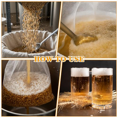8 Packs Brew Strainer Bags Reusable Extra Large 26 x 22'' Drawstring Fine Mesh Strainer Bag Fine Mesh Brew Bags for Home Brewing Hops Grains Wine Beer Making Cheese Cloth Straining Brews Bag