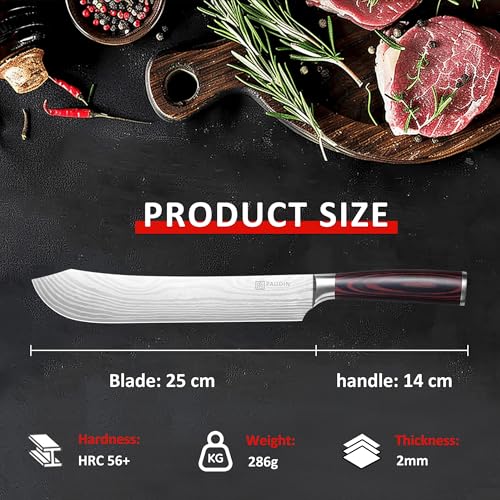 PAUDIN Butcher Knife, 10″ Bullnose Brisket Knife,Forged High Carbon German Steel, Ultra Sharp Edge for Meat Cutting, Ergonomic Handle Design - style: 10" Butcher Knife
