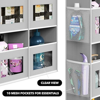 Simple Houseware Extra Large Heavy Duty Over the Door Organizer with 10 Clear Window Pockets, 80 lbs Capacity for Pantry, Closet, Bathroom, Gray - size: 10 Pockets