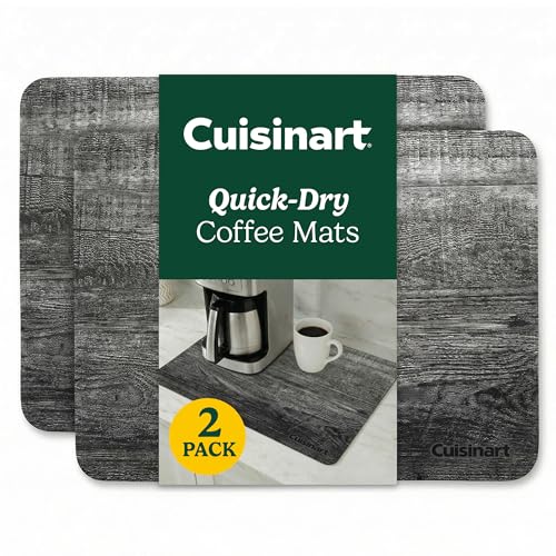 Cuisinart Coffee Mat for Countertop (2 Pack)-Quick-Dry Absorbent Coffee Bar Mat for Espresso Machines & Brew Stations, Also Use as a Dish Drying Mat on Kitchen Counter, Non-Slip, Easy Care, 15” x 20” - color: Charcoal
