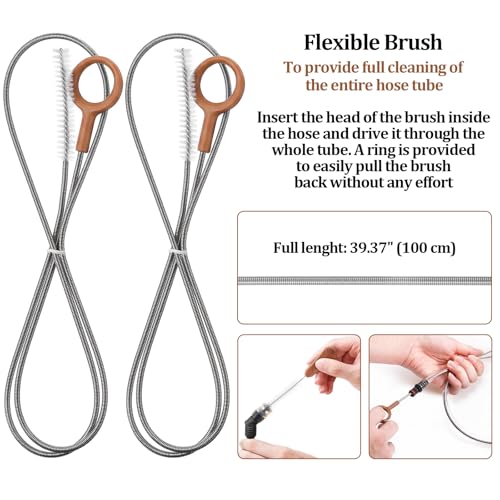 Patelai 8 in 1 Hydration Bladder Cleaning Kit Includes 3 Different Brushes and Drying Collapsible Bladder Frame, Water Reservoir Backpack Cleaning Kit - color: Brown