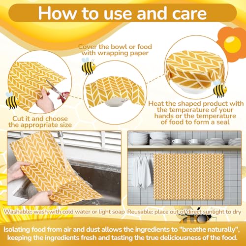 Mindsoft 17 x 23 Inch Reusable Beeswax Food Wrap for Bread Sandwich Wrapper Beeswax Paper Organic Bowl Dishes Covers Sustainable Food Cheese Fruit Snacks Storage Containers Keeper (Fresh Style) - style: Fresh Style