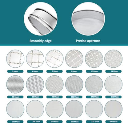 304 Stainless Steel Mesh Lab Sieve, 24 Mesh(0.8mm) Aperture Test Sieve, 7.9Inch(20cm) Diameter Economy Standard Analysis Sample Test Sieves for Industrial Laboratory Homes - size: 24Mesh(0.8mm)/Ф7.9in