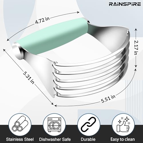 Rainspire XL Pastry Cutter For Baking, Heavy Duty Pastry Blender Stainless Steel, Thick Sharp Blades Dough Blender, Dough Cutter Butter Cutter Pastry for Easy Mixing, Dishwasher Safe (Mint Green) - color: Mint Green