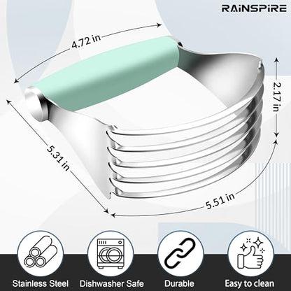 Rainspire XL Pastry Cutter For Baking, Heavy Duty Pastry Blender Stainless Steel, Thick Sharp Blades Dough Blender, Dough Cutter Butter Cutter Pastry for Easy Mixing, Dishwasher Safe (Mint Green) - color: Mint Green