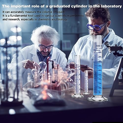 Thick Glass Graduated Cylinder Measuring Liquid Lab Hexagon Base Cylinders Come with Cylinder Brush (Glass, 50ML) - size: 50ml