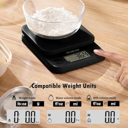 Food Scale Kitchen Scale Weight Grams and Ounces Small Digital Scale for Weight Loss Baking Cooking Coffee of NUTRI FIT, Max 11lb 0.5g Increment, LCD Smart Tare, Easy to Use for Travel, AAA Battery - color: Classic Black